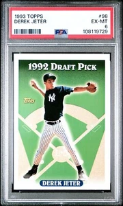 1993 TOPPS #98 DEREK JETER ROOKIE RC PSA 6 EX-Near Mint New York Yankees Graded - Picture 1 of 2