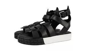 PRADA Leder CASSETTA WHEEL Plateau Roemer Sandalen - Schwarz - NEU - 9 43 - Bild 1 von 11