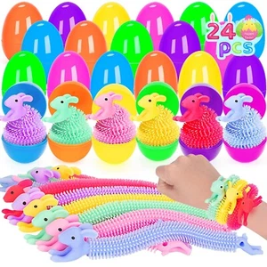 24 Pack Easter Eggs Filled with Bunny Stretchy Strings, Easter Basket Stuffer... - Picture 1 of 7