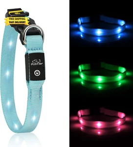 Led Dog Collar, USB Rechargeable Light up Dog Collars for Small Dogs&Large Cats, - Picture 1 of 8