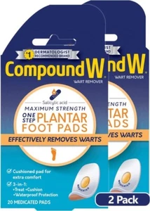 Compound W Pads One Step PLANTAR FOOT PADS x40 Total Wart Remover Pads (2 PACK) - Picture 1 of 1