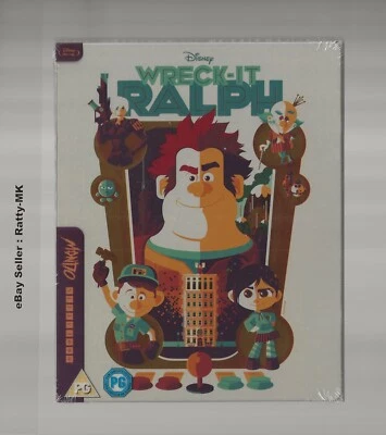 DISNEY'S WRECK IT RALPH - UK EXCLUSIVE MONDO ARTWORK BLU RAY STEELBOOK NEW - Image 1 of 3