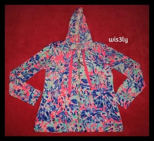 NWT Lilly Pulitzer MEDIUM Larina Velour Zip Up Hoodie Jacket Cabana Cocktail - Picture 1 of 4