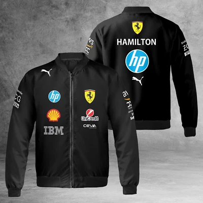 Chaqueta de bombardero unisex a prueba de viento Hamilton, Leclerc F1 Race 2025 Foto 1 de 4