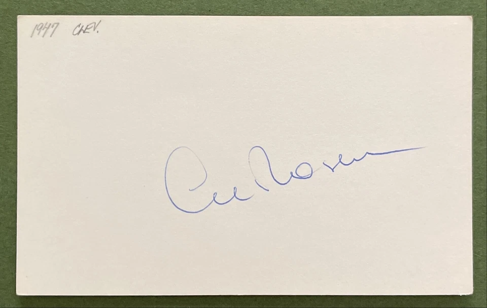 AL ROSEN AUTOGRAPHED INDEX CARD  CLEVELAND INDIAN 1947-1956 DIED 2015 - Image 1 of 1