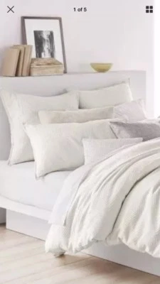 1 DKNY Donna Karen Metro Matelasse ALMOHADA SHAM Estándar Blanco Reina Foto 1 de 3