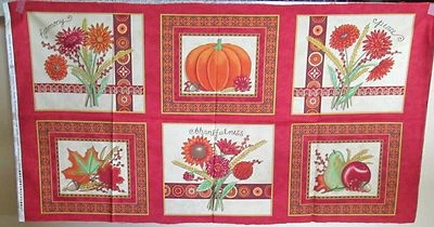 1 Colorful MODA "Pumpkin & Spice" Cotton Fabric Quilting/Wallhanging Panel  - Image 1 of 4