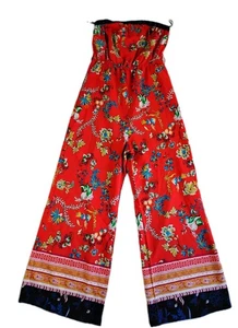 Droimp rot geblümt Damen Gr. M Jumpsuit weites Bein Palazzo Hose Strampler Bohoh - Bild 1 von 10