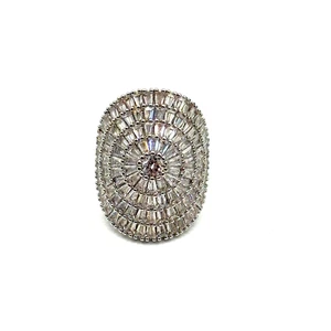 Vintage 925 Sterling Silber Kuppel Cocktail Ring Pave CZ Statement Schmuck - Bild 1 von 10