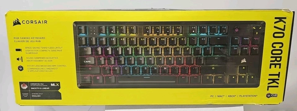 Corsair K70 CORE TKL RGB Tenkeyless Mechanical Wired Keyboard, Damaged Package  - Image 1 of 1