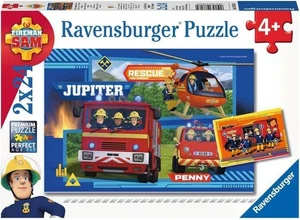NEU Ravensburger 2x24 Teile Puzzle 4+ Alter Feuerwehrmann Wasser Spaziergang mit Sam - Bild 1 von 3