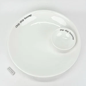 Mud Pie CHIP CHIP HOORAY - DIP DIP HOORAY 14” Large Round Bowl Serving Platter - Picture 1 of 7