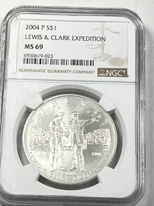 2004-P Dollaro d'argento commemorativo Lewis & Clark: NGC MS69 - Foto 1 di 2