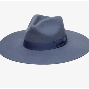 Wyeth Anthropologie blau Filz breite Krempe Fedora Hut Einheitsgröße - Bild 1 von 10