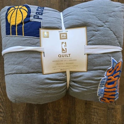 Pottery Barn Teen NBA Eastern Conference Grey Quilt TWIN Patches 68”x86” TWIN XL - Image 1 of 4