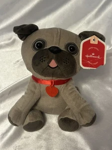 NWT Hallmark plush Gray 8” LOVE PUG dog toy Valentine Anniversary NEW animal - Picture 1 of 4