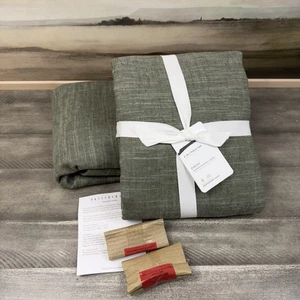 Pottery Barn Emery Leinen Verdunkelungsvorhänge Vorhänge 50"x 84" Loden Grün Set/2 OB - Bild 1 von 8