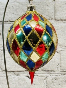 Christopher Radko Harlekin Träne Jumbo Ornament 6" Multicolor Diamant - Bild 1 von 12