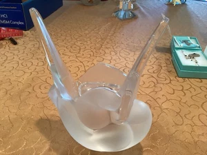 Jarrón de vidrio esmerilado Lalique France SYLVIE Dove Love Birds ~ con inserto de flor rana - Imagen 1 de 15