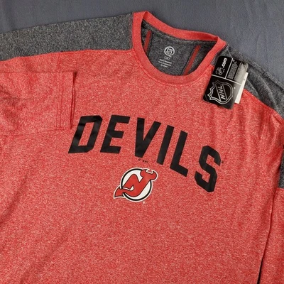 NHL Devils Long Sleeve Raglan T-Shirt Activewear Top Large New - Image 1 of 4