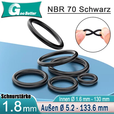 O Ring O-Ring Innen Ø 1,6 - 130 mm x Schnurstärke 1,8 mm NBR 70 Dichtring 0 Ring - Image 1 of 4
