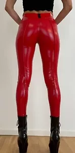 (MK11-FPM) Lackhose/Vinylhose im wetlook Design - rot mit roten Abnähern Gr.XL - Bild 1 von 14