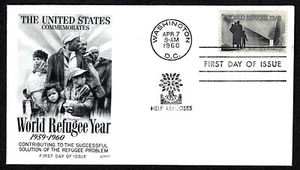 USA, SCOTT # 1149, FLEETWOOD FDC COVER OF 1960 WORLD REFUGEE YEAR, HELP REFUGEES - Picture 1 of 1