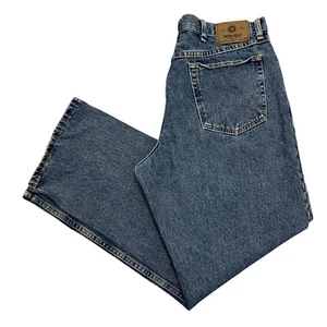 Wrangler Jeans Relaxed Straight Fit Blue 36W 30L 100% Denim Zip Fly - Picture 1 of 15