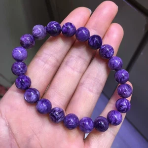 9mm Top Quality Natural Purple Charoite Crystal Gems Beads Bracelet AAA - Picture 1 of 9