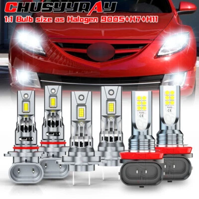 Para Mazda 6 2011 2012 2013 6x 6000K Faro LED Alto/Bajo + Kit Bombilla Antiniebla Foto 1 de 4