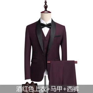 Mens Suit Groom Best Jacket Formal Three-piece Set Slim Business Formal Coat New - Picture 1 of 28