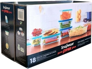 Snapware Pyrex 18-piece Glass Food Storage Set BPA-free Write + Erase lids - Picture 1 of 6
