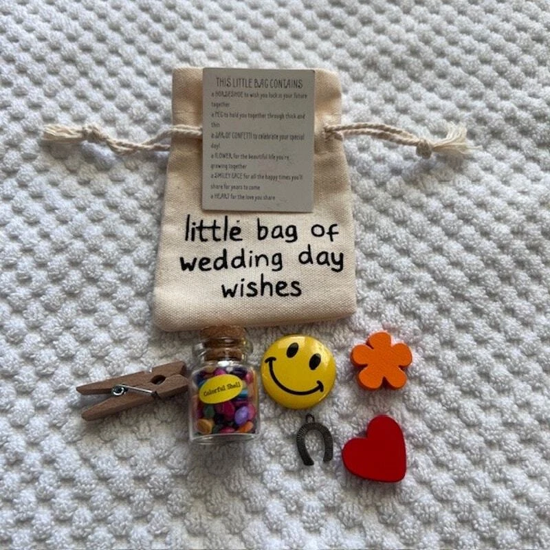 Pequeña Bolsa De Deseos De Día De Boda Especial Novia Damas De honor Regalo Fiesta Bendición Foto 1 de 4