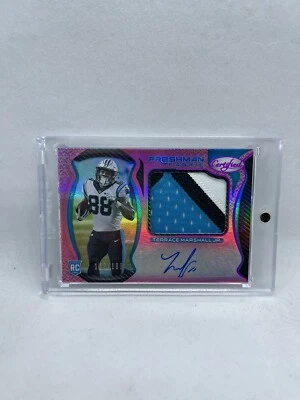 Terrace Marshall Jr 2021 Certified Freshman Fabric Pink Rookie Patch Auto #/199 - Image 1 of 2