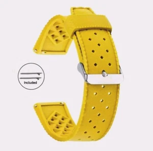 Correa de reloj tropical de goma amarilla FKM 20 mm + barras de resorte de liberación rápida - Imagen 1 de 7
