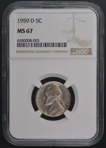 1959-D NGC MS 67 United States / American Jefferson Nickel - Picture 1 of 2