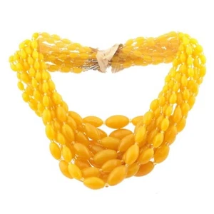 Hank (12) collane vintage semi traslucido marmo giallo perle vetro ceco - Foto 1 di 5