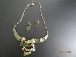 1 Paar Ohrringe + 1 Halskette Boho Style Schmuck Set Retro-Geometrie-Design - Bild 1 von 3