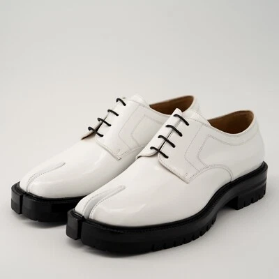 size 36 6 us - Maison Margiela Tabi Lace-Ups Loafers White Black Patent Leather - Image 1 of 4