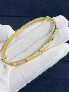 3Ct Round Cut Lab Created Diamond Women's Bangle Bracelet 14K Yellow Gold Plated - Picture 1 of 5