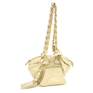 Dolce & Gabbana Handtasche beige Leder gebraucht Mini kleine Münzhülle Kettentasche
