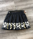 Tea Collection Black Floral Embroidered Skirt Size 3 New Cotton