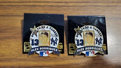 lot (2) 2004 Peter David Alex Rodriguez Born to be a Yankee Pin #'d /300 rare - Image 1 of 4