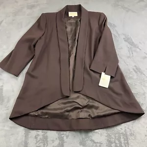 Alberto Makali Womens Blazer Size M Brown Wool 3/4 Sleeve Open Capsule Chic NEW - Picture 1 of 13