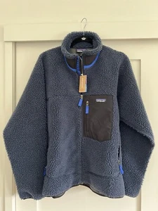 VTG Patagonia Retro X Deep Pile Fleece Full Zip Jacket Navy Blue Men's Medium - Picture 1 of 2