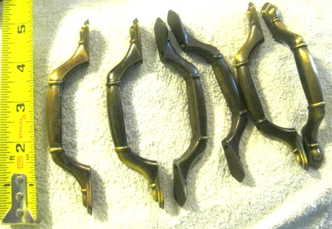 6 lot,Vintage antique brass ornate drawer pulls,handles,R 3937-1,3" centers Cover