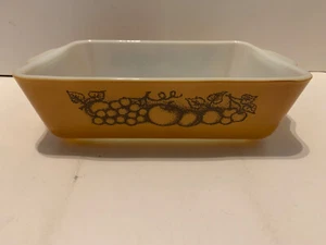 Vtg 1.5 Qt Pyrex Old Orchard Brown Gold 0503 Ovenware Casserole Baking Dish - Imagen 1 de 7