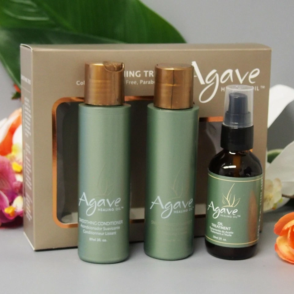 Agave Smoothing Trio Shampoo &cinditioner 4oz Healing Oil 2oz