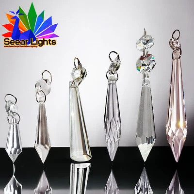 Vintage Chandelier Icicle Beads Tree Decorations Drops Glass Crystals Christmas - Image 1 of 4