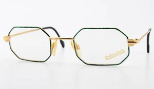 RODENSTOCK Brille Gold Grün Metallic Eckig 7092 GM B 47-23 /19 135 Vintage +Etui - Picture 1 of 11